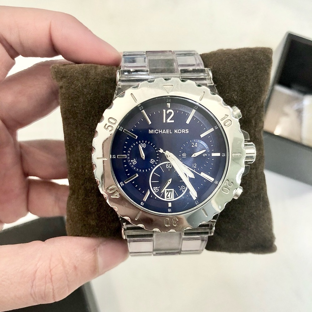 Michael Kors Watch Clear and Silver Hardware